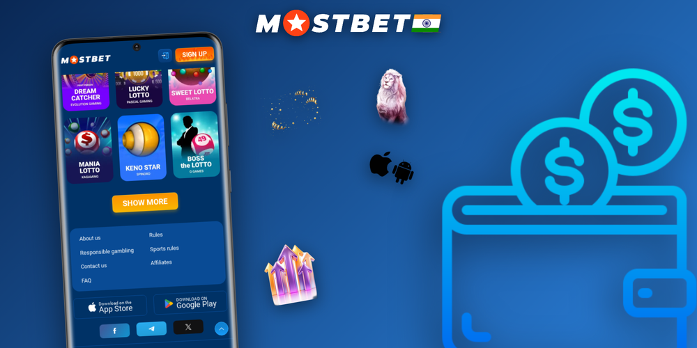 Mostbet bonus rules banner displaying a rulebook with stopwatch coin stack and percentage icons