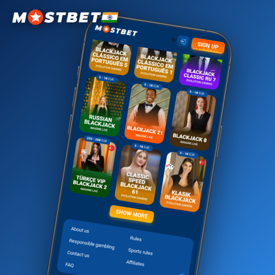 Mostbet casino app displaying 3000 plus slot titles and roulette on mobile